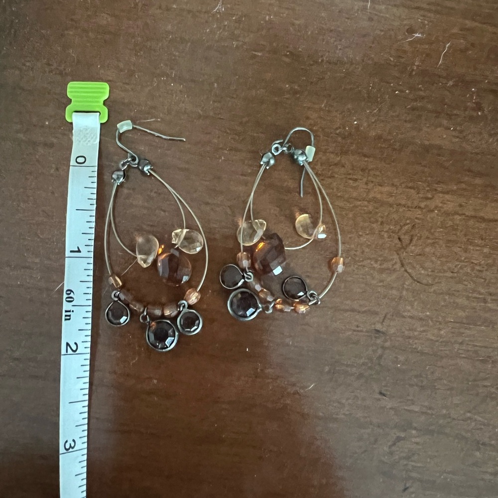 Elegant Brown and Gold Beaded Earrings